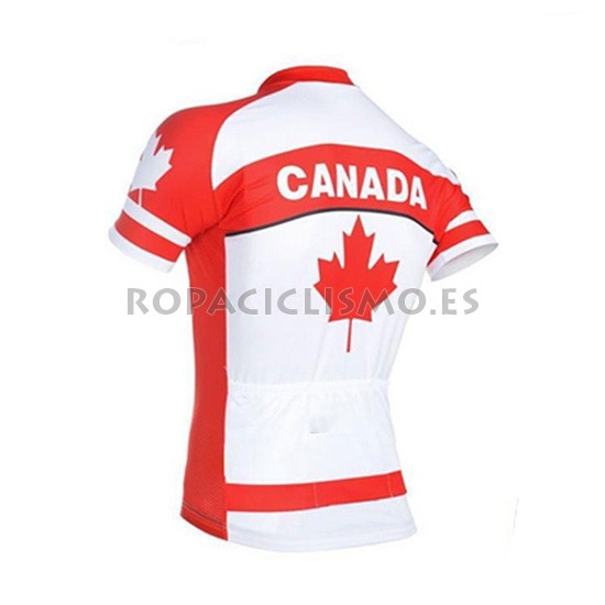 2018 Maillot Canada Tirantes Mangas Cortas Naranja y Blanco